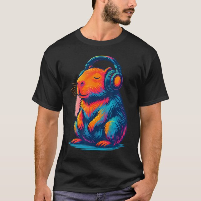 Camiseta Chill Capybara Music Graphic Video Games Headphone (Anverso)