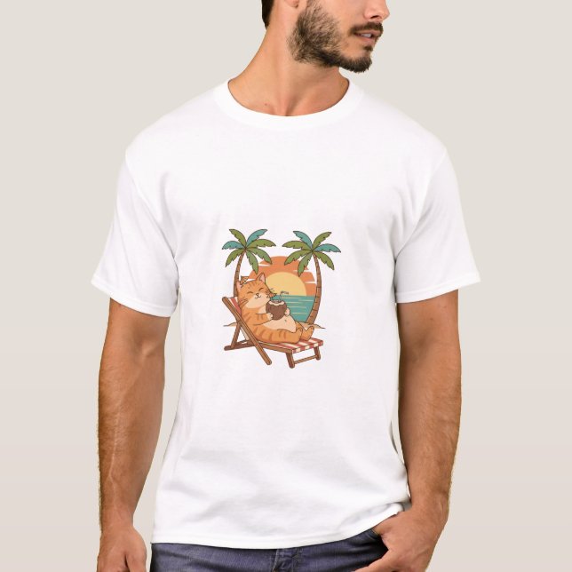 Camiseta Chill Cat Beach Vacation T-Shirt (Anverso)