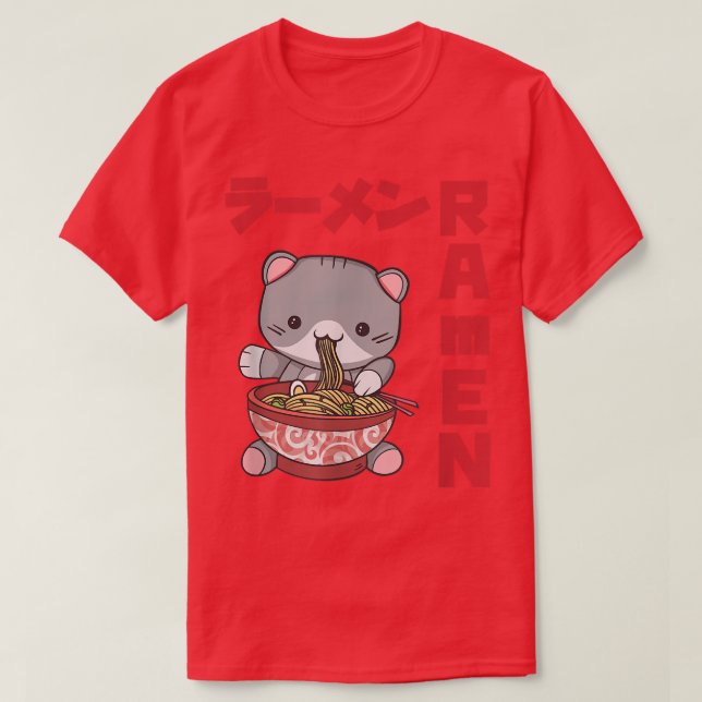 Camiseta Chill Cat Ramen Anime Noodles Kawaii Japan Sket (Diseño del anverso)
