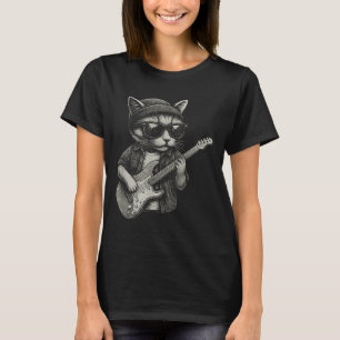 Camiseta Chill Cat Tocando Guitarra Rock Música Funny Anima