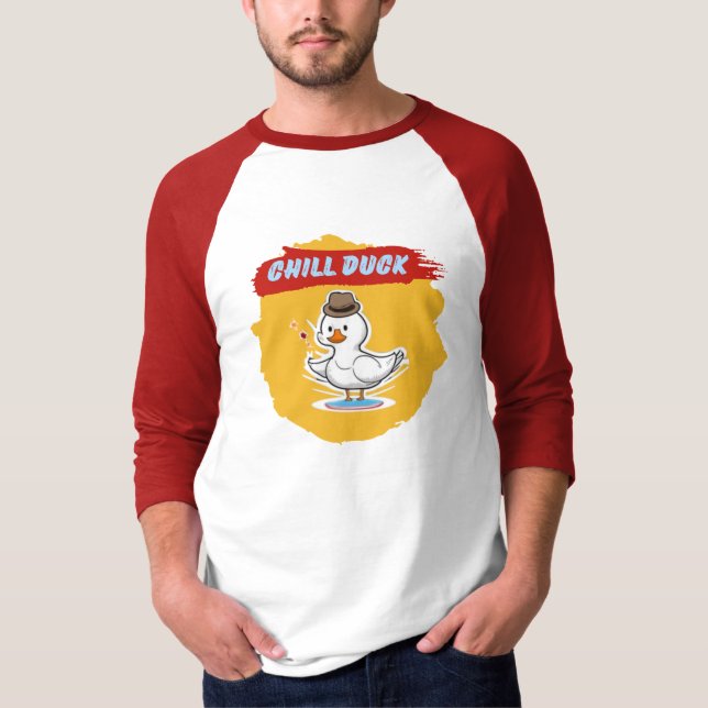 Camiseta Chill Duck - Raglan, el gracioso Personalizado del (Anverso)