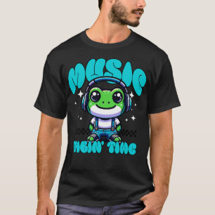 Camiseta Chill Frog Auricular Música Tee Cute toon Animal S