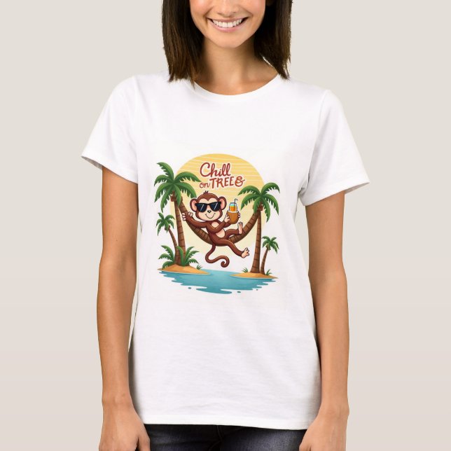 Camiseta Chill On Trees Monkey Personalizado Tee (Anverso)