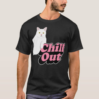 Camiseta Chill Out - Gato Retro Chillin En Rosa Y