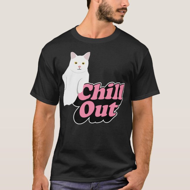 Camiseta Chill Out - Gato Retro Chillin En Rosa Y (Anverso)