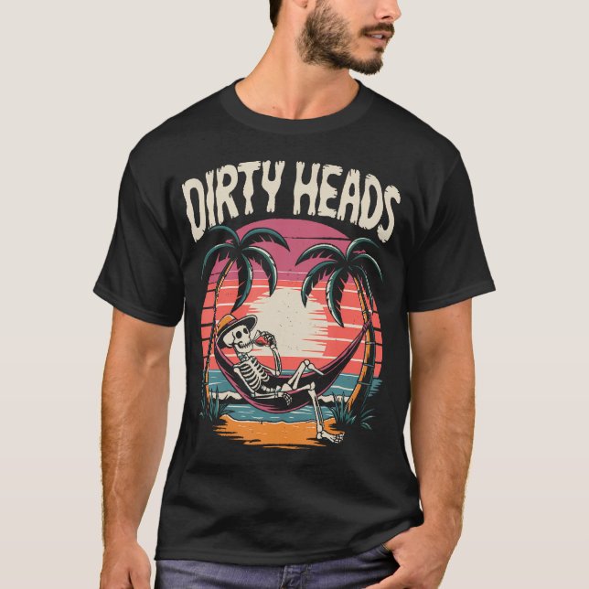 Camiseta Chill Skeleton Dirty Heads Retro Beach Art Para Ho (Anverso)