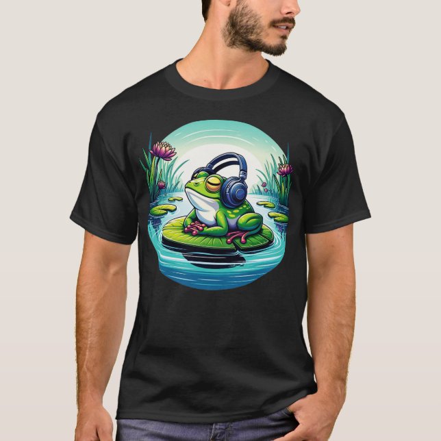 Camiseta Chill Vibes Frog Zen Music Lover Amphibian Illustr (Anverso)
