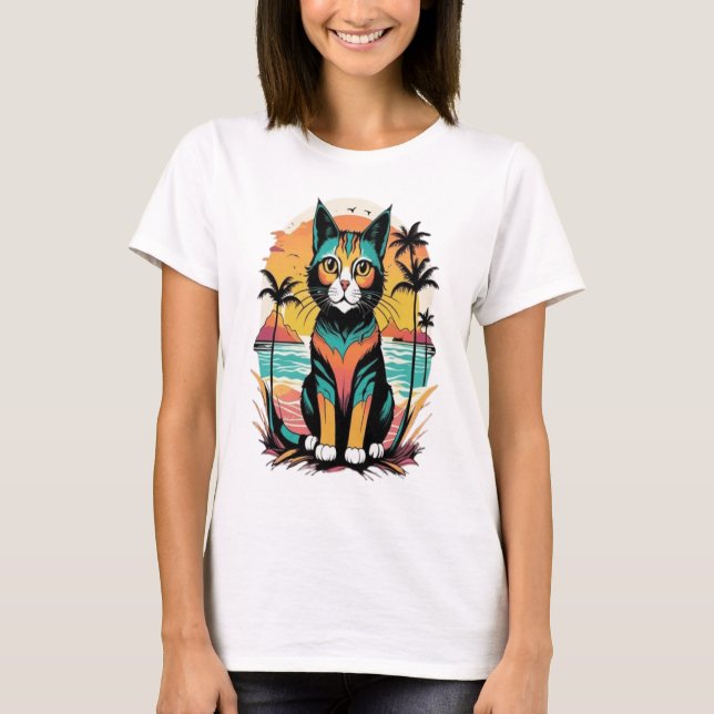 Camiseta Chillaxin' Cat Beach Paradise (Anverso)