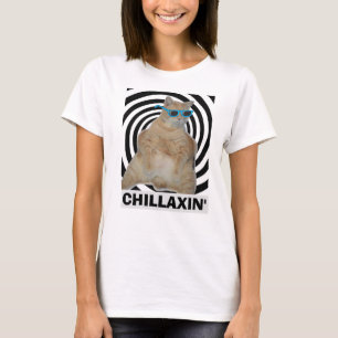 Camiseta CHILLAXIN' Gato Manx Gordo con Gafas de S