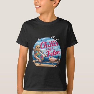 Camiseta Chillin Como Un Felon Gracioso Trump Summer Beach