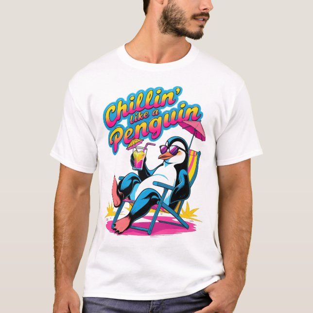 Camiseta Chillin’ como un verano divertido pingüino (Anverso)