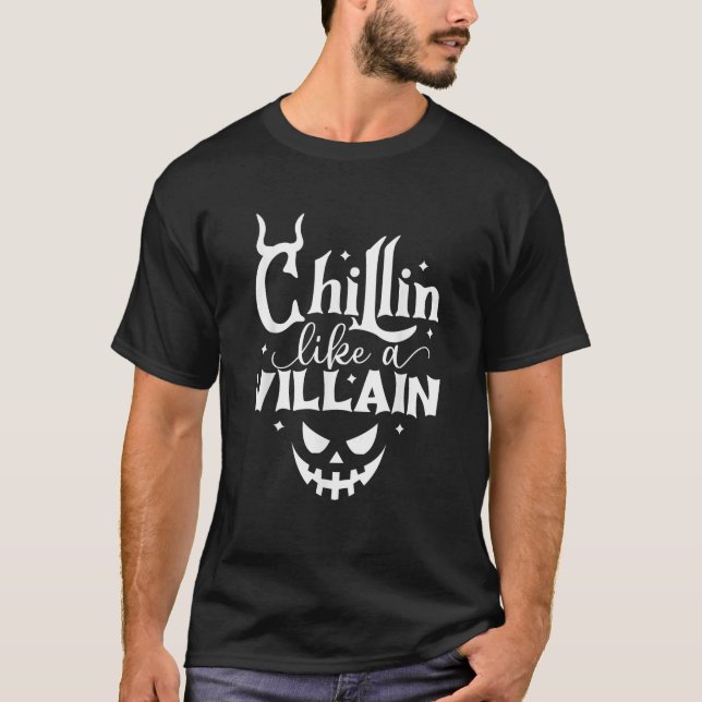 Camiseta Chillin Como Un Villato Jack O Lantern Face Funny  (Anverso)
