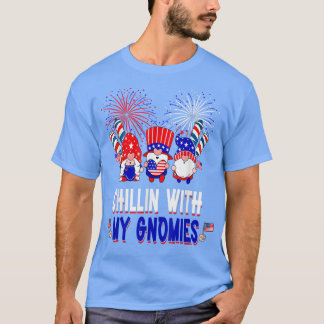 Camiseta Chillin' Con Gnomies Bandera Estadounidense De Tre