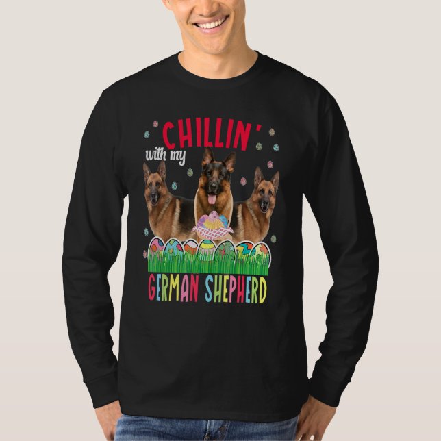 Camiseta Chillin' con mi pastor alemán Pascua de perrito de (Anverso)