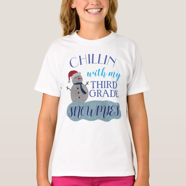 Camiseta Chillin con mi Personalizado Purpurina Snowmies (Anverso)