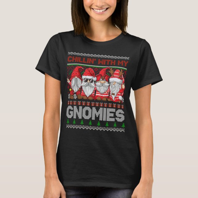 Camiseta Chillin Con Mis Gnomies Feo Gnome En Rojo Christma (Anverso)