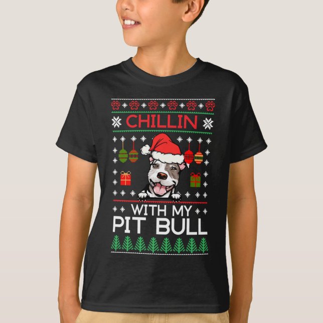 Camiseta Chillin con mis Navidades de Pitbull Santa Ugly Sw (Anverso)