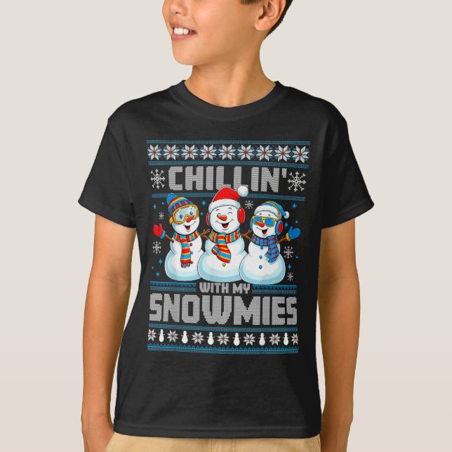 Camiseta Chillin 'Con Mis Snowmies Divertido Xmas Muñeco de (Anverso)