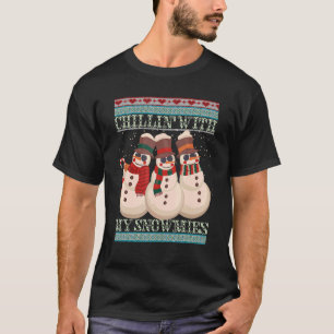 Camiseta Chillin' Con Mis Snowmies Feo Navidades Snowman 5