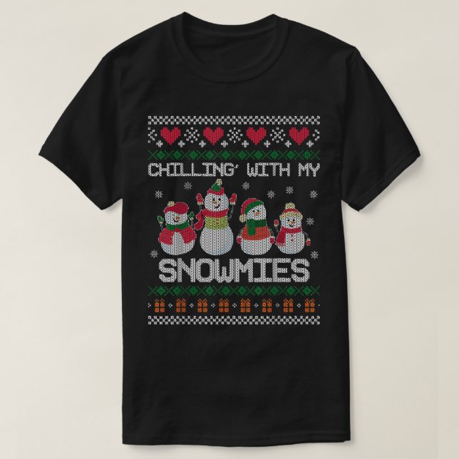 Camiseta Chillin' Con Mis Snowmies Graciosos Navidades Swe (Diseño del anverso)