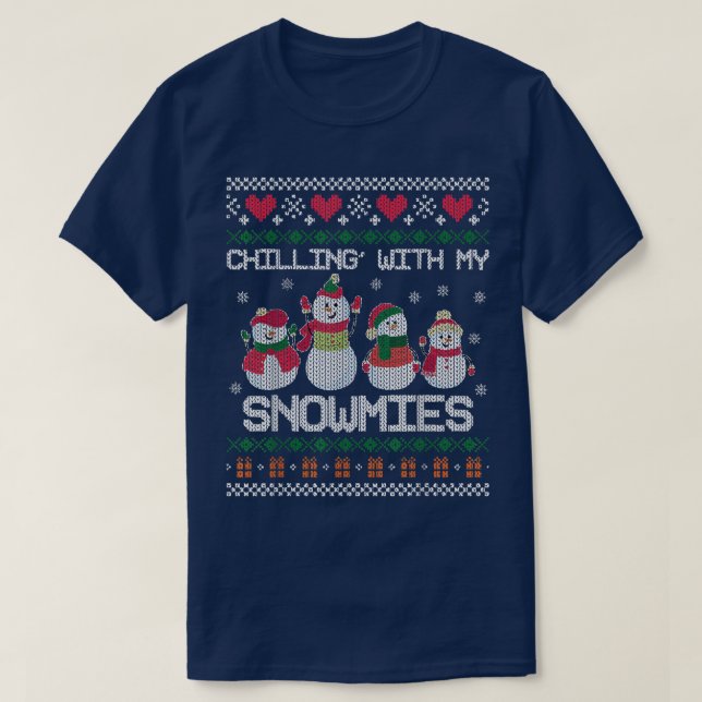 Camiseta Chillin' Con Mis Snowmies Graciosos Navidades Swe (Diseño del anverso)