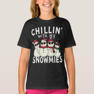 Camiseta Chillin' Con Mis Snowmies Navidades De Snowman