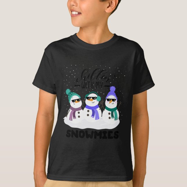 Camiseta Chillin Con Mis Snowmies Navidades Graciosos Pajam (Anverso)