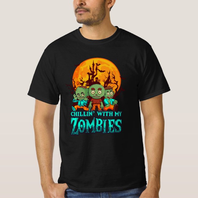 Camiseta Chillin Con Mis Zombies Cute Zombies Halloween (Anverso)
