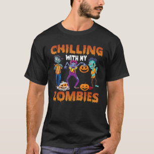 Camiseta Chillin Con Mis Zombies Halloween Niños Graciosos