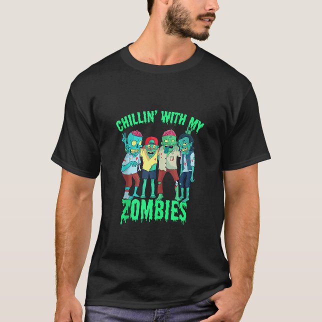 Camiseta Chillin con mis zombies Halloween Niños Zombie (Anverso)
