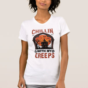 Camiseta Chillin Creeps Halloween Casa Embrujada Luna Naran