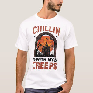Camiseta Chillin Creeps Halloween Casa Embrujada Luna Naran