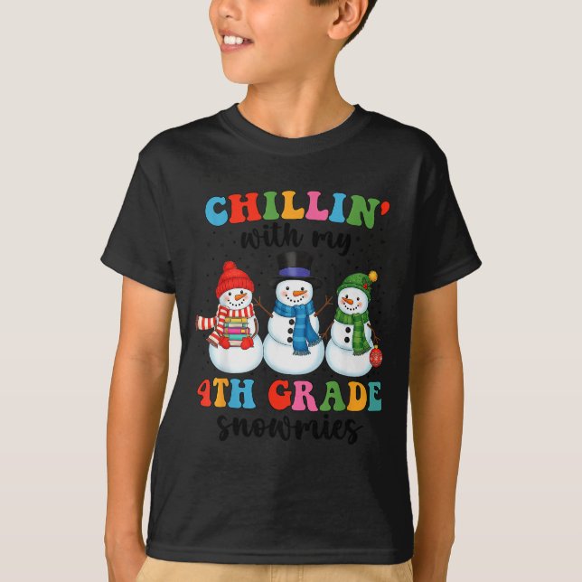 Camiseta Chillin With My 4th Grade Snowmies Christmas Teach (Anverso)