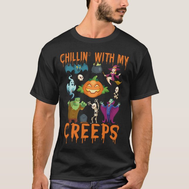 Camiseta Chillin With My Creeps   Halloween Costume (Anverso)
