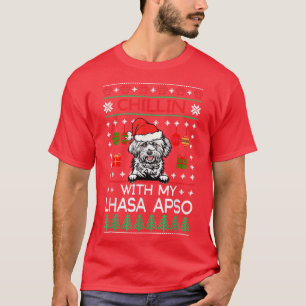 Camiseta Chillin With My Lhasa Apso Dog Santa Ugly Christma