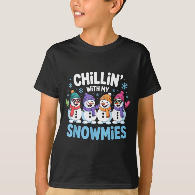 Camiseta Chillin With My Snowmies Funny Winter Snow Friends (Anverso)