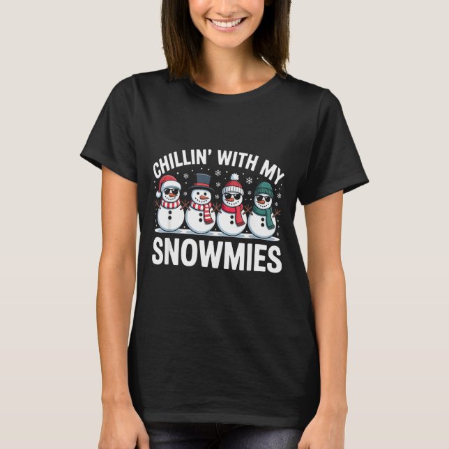 Camiseta Chillin With My Snowmies Xmas Snowman Boys Girls M (Anverso)