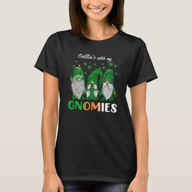 Camiseta Chillin's With My Gnomies St Patrick's Day Shamroc (Anverso)