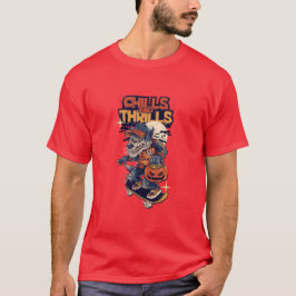 Camiseta Chills and Thrills Halloween Werewolf Skateboard