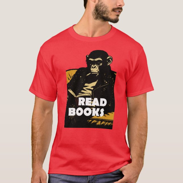 Camiseta Chimp is reading books (Anverso)