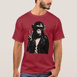 Camiseta Chimp Rebel Peace Sign Leather