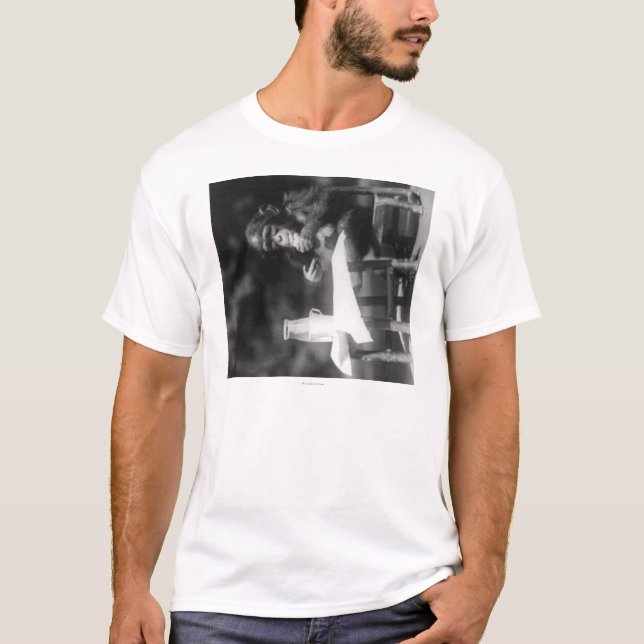 Camiseta Chimpancé asentado en la tabla en el parque (Anverso)