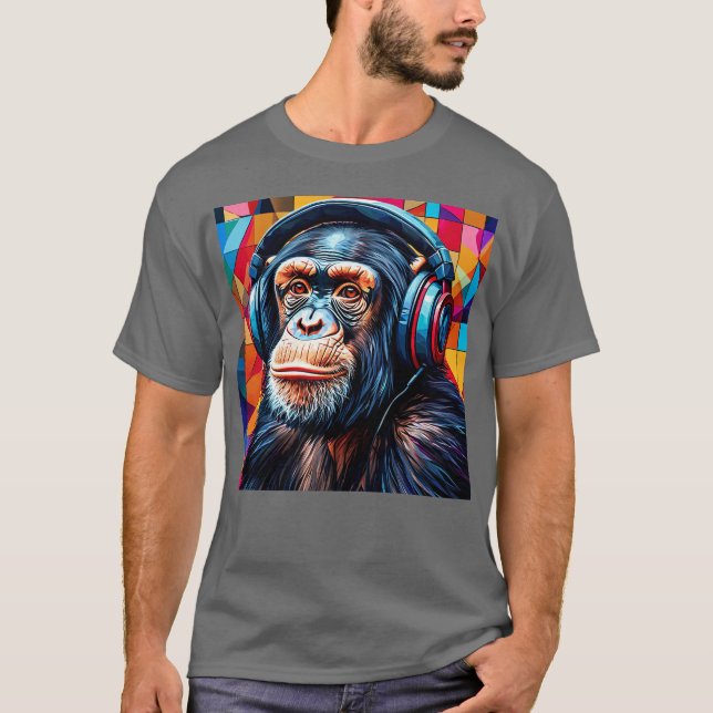 Camiseta Chimpancé con auriculares (Anverso)
