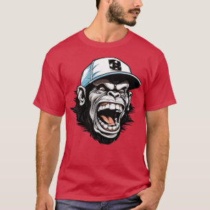 Camiseta Chimpancé Con Sombrero De Béisbol 1