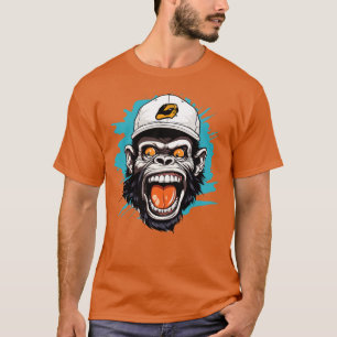 Camiseta Chimpancé Con Un Sombrero De Béisbol