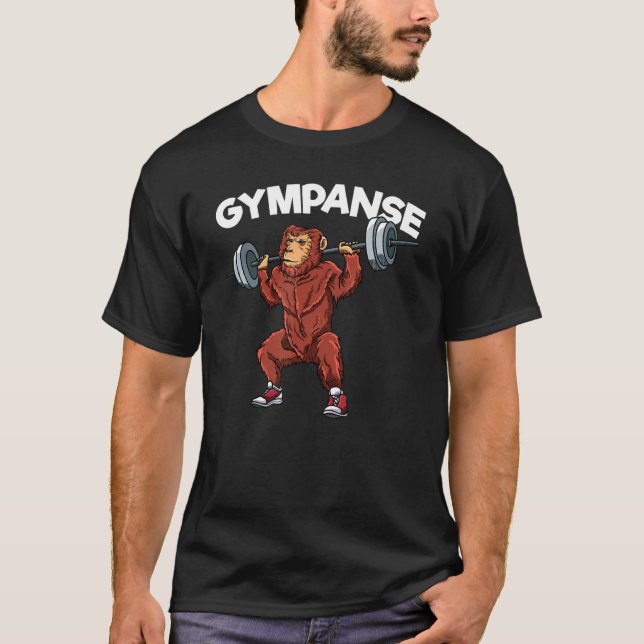 Camiseta Chimpancé de gimnasia trabajando fuera de gimnasio (Anverso)