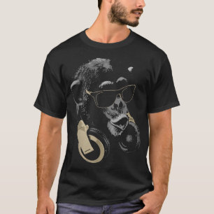 Camiseta Chimpancé de mono con gafas de sol y audífonos