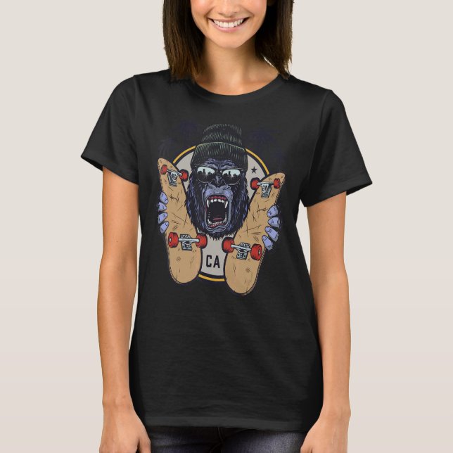 Camiseta Chimpancé De Mono Con Gafas De Sol Y Skyboard 1 (Anverso)