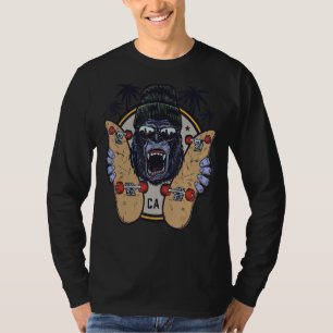 Camiseta Chimpancé De Mono Con Gafas De Sol Y Skyboard 1