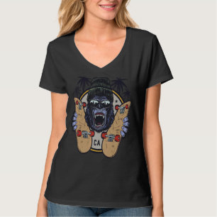Camiseta Chimpancé De Mono Con Gafas De Sol Y Skyboard 1
